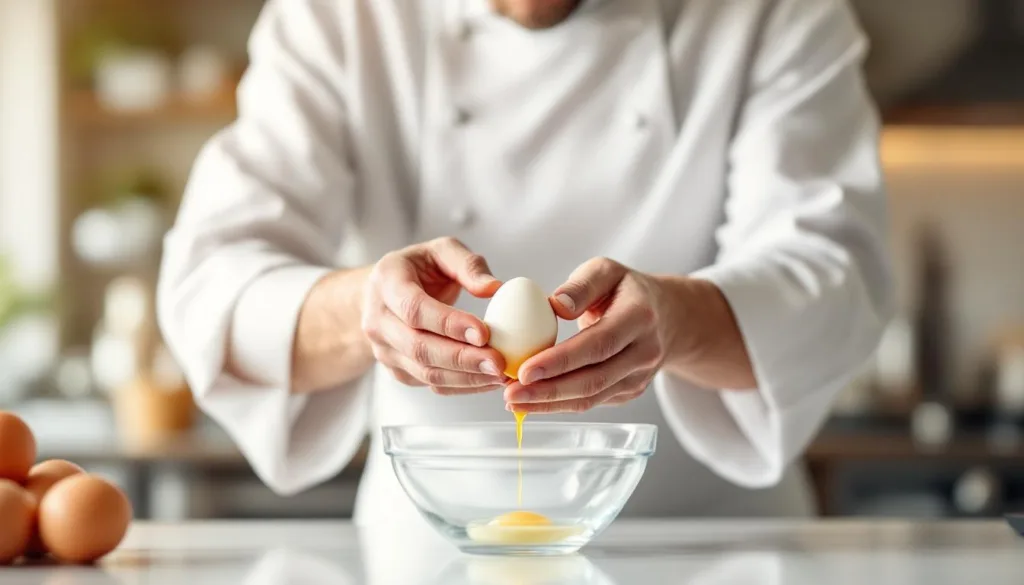 ein koch zeigt dir, wie du eier ganz einfach und ohne messer oder schüssel perfekt aufmachst – schnell, sauber und clever.