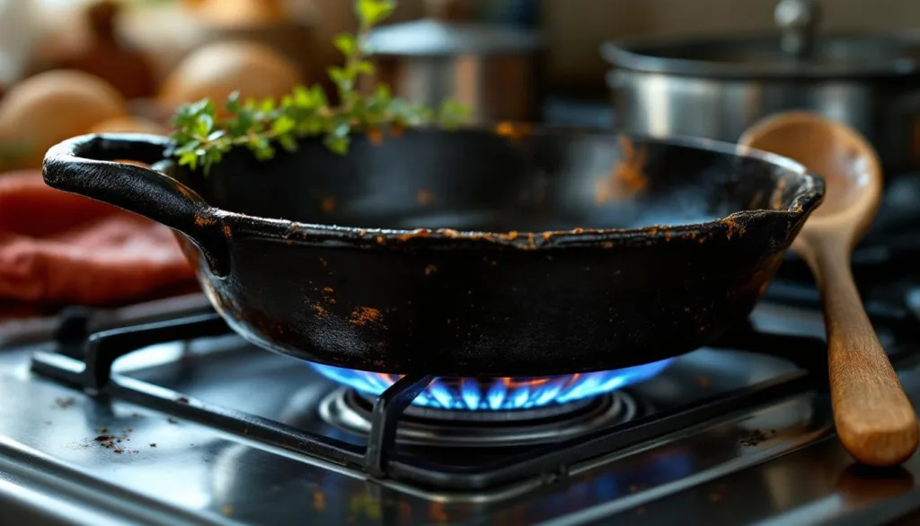 entdecke, warum köche warnen, dass hohe hitze deine gusseisenpfanne beschädigt, und lerne die besten pflegetipps für langlebiges kochgeschirr.